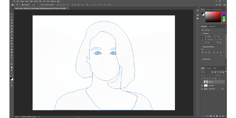 convert photo into line drawing photoshop