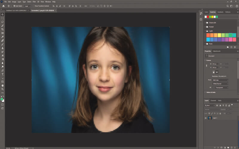 insert your Pixelated image in photoshop