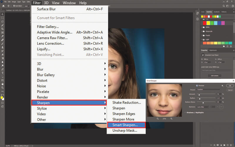 Adjust the sharpness of your image using the sliding bars