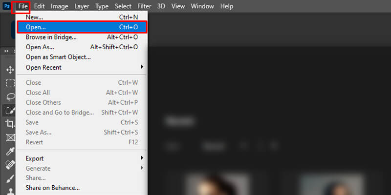 Image of opening file in photoshop