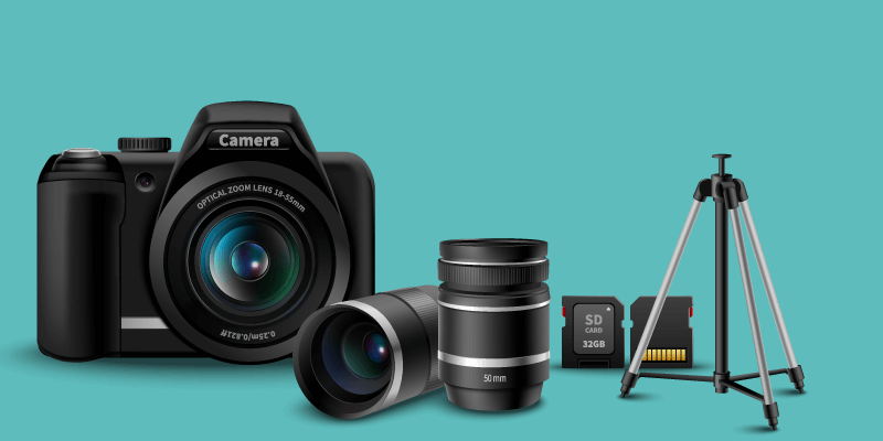 Camera, Tripod, and Lense